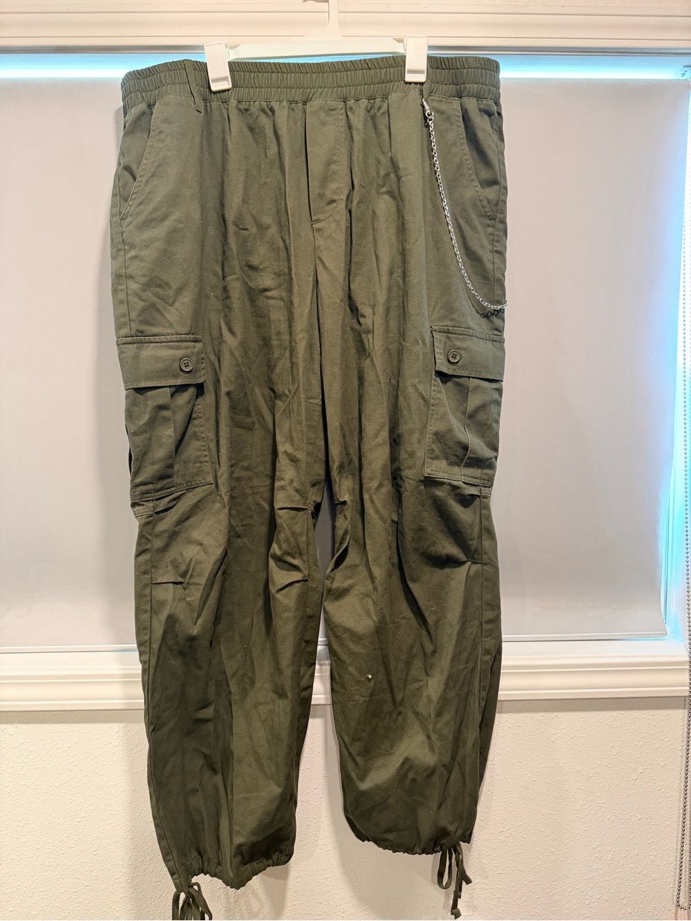 Forever 21 Olive Green Cargo Pants with Chain Detail